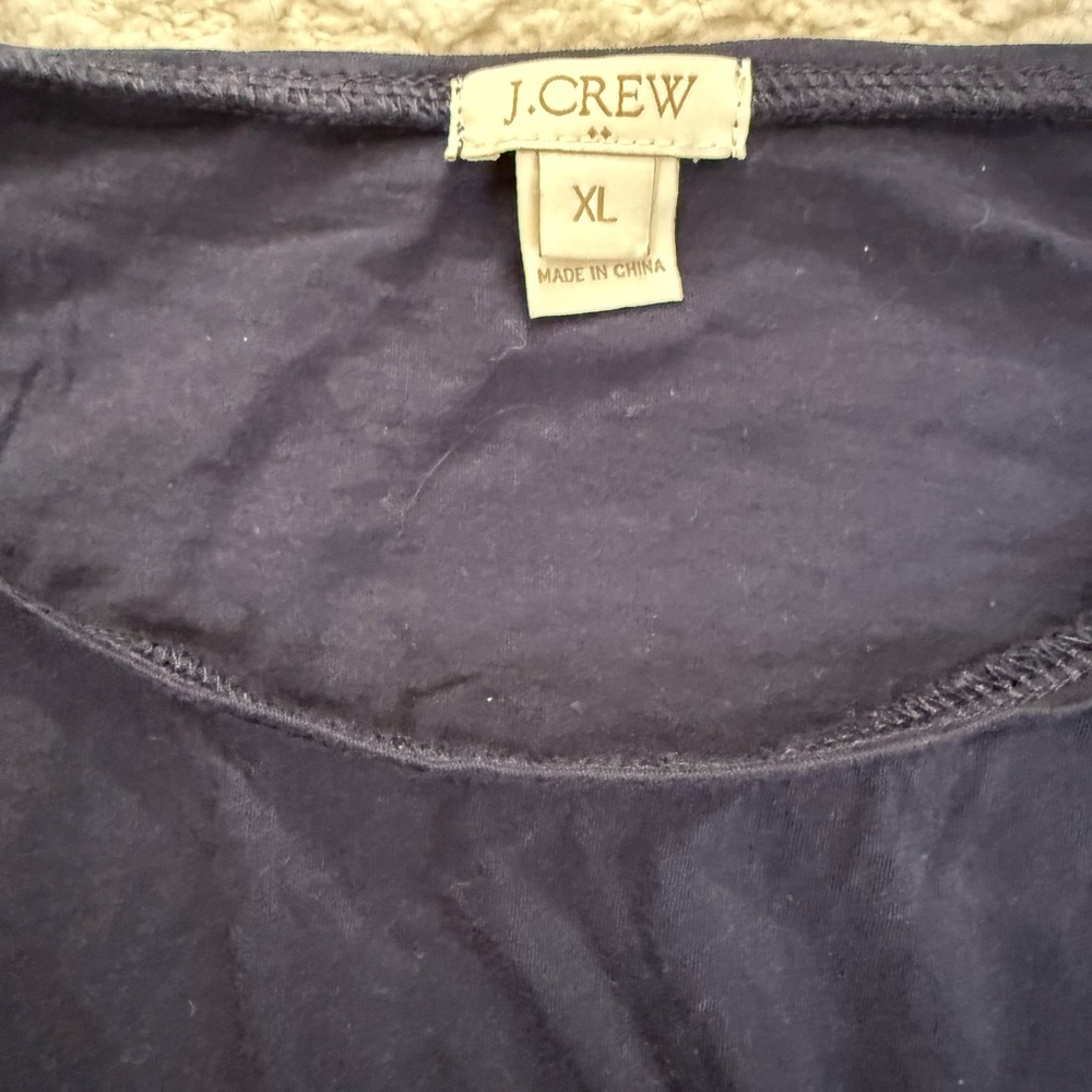 J.Crew Women’s XL Navy Lace Front Long Sleeve Cotton Top - Picture 2 of 7